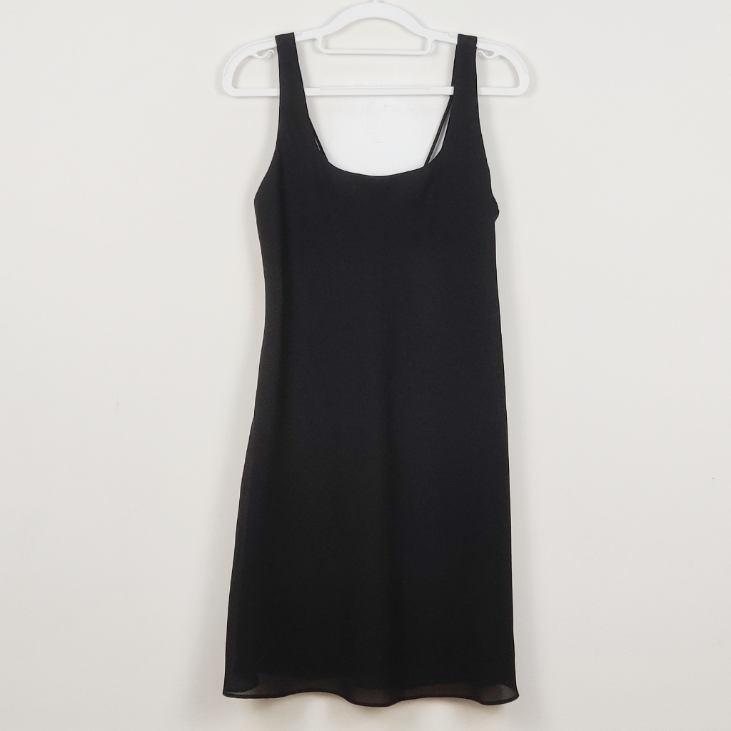 Vintage Hampton Nites Sleeveless Little Black Dress Small Size 6 Lbd Chiffon